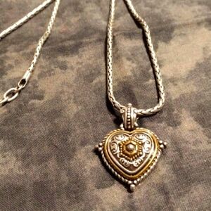❤️ BRIGHTON Multi metal Puffed Heart Pendant Necklace